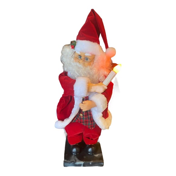 Vintage Animated Santa Claus 24” Figure Holding Candle Works - Picture 9 of 10